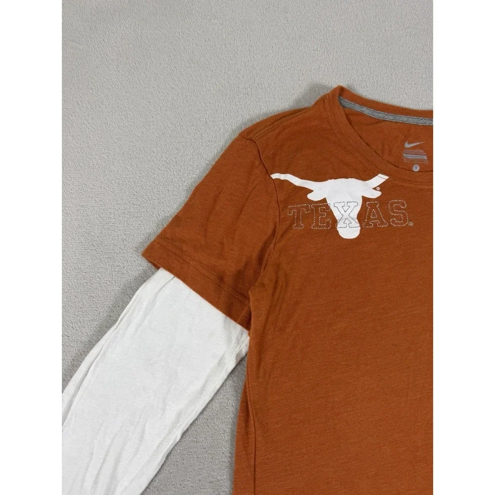 Nike Women's Texas Longhorns Layered-Look Long Sleeve T Shirt Size S